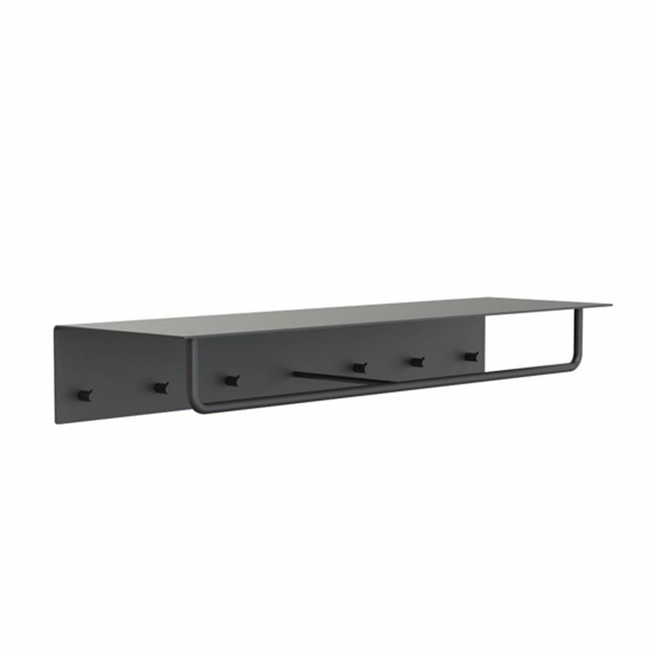 FROST - Unu Wandgarderobe mit 6 Haken & Stange - schwarz-aluminium/schwarz/BxHxT 100x15x30cm von FROST