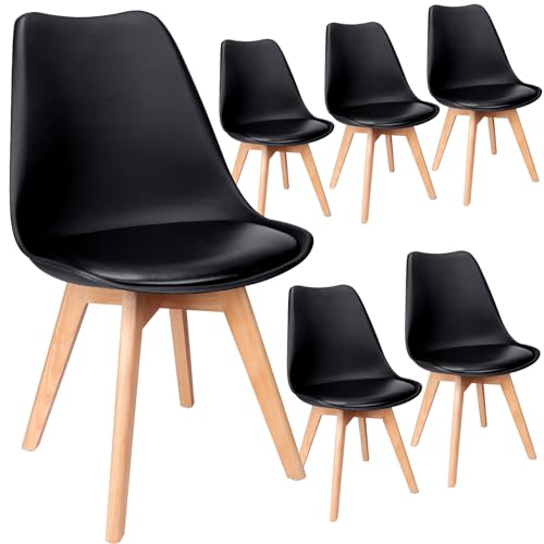 FRUOGO Esszimmerstühle 6er Set mit Massivholzbeine aus Buche,Skandinavisch Design küchenstühle Polsterstuhl Stühle mit bequemem Sitzkissen für Esszimmer Küche Wohnzimmer Schlafzimmer von FRUOGO