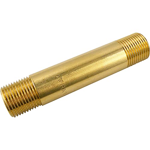 Gewindeverlängerung Doppelnippel Rohrnippel ähnlich EN 10241 / DIN 2982, Messing-/vernickelt Edelstahl (MS - G 1 1/4" - 80 mm) von fittingstore