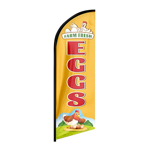 FSFLAG Farm Fresh Eggs Swooper-Flagge, 2,4 m, Bauernhof, frische Eier, Werbung, Federflagge, Bauernhof, frische Eier, Banner, Schilder für Unternehmen und Ladenfronten (nur Flagge) von FSFLAG