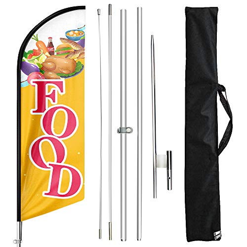FSFLAG Food Swooper Flatter-Federflagge mit Fahnenmast-Set und Erdspieß, 3 m Federfahnen-Set für Verkauf Haus und Geschäft… von FSFLAG