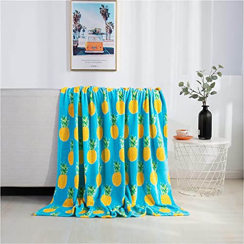 Kuscheldecke 150x200 Ananas, Flanell Fleecedecke Weiche und Warme Decke 3D Blau, als Sofadecke Wohndecke Tagesdecke Wolldecken, für Kinder Erwachsene von Bedsure