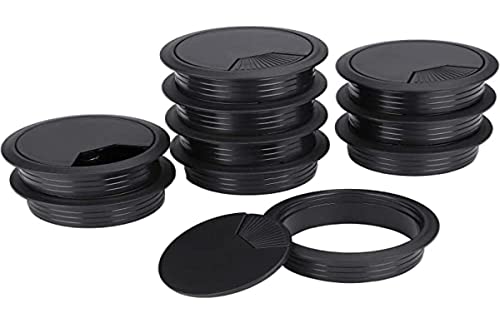FT-SHOP 0 0 Kabeldurchführung für den Tisch, schwarz, Computerkabel, rund, aus Kunststoff für Office Home Worktop 60 mm, 10 Stück von FT-SHOP