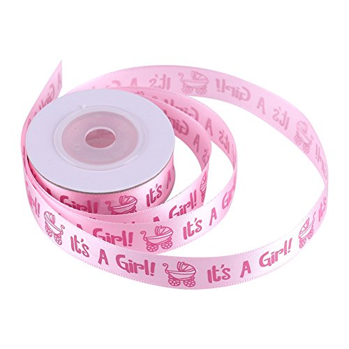 Satinband mit Aufschrift "It is a Boy", 9 m / Rolle, Blau / Pink von FTVOGUE