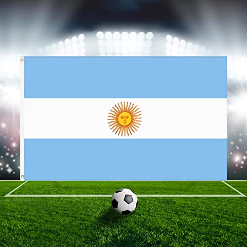 Argentinien Flagge 90 x 150cm Argentina National Flag WM Party Fußball zu Feiern Wetterfeste Fahnen und Flaggen Argentinien Fan Party Dekoration für Draußen und Drinnen Mehrweg (1PCS) von FUFRE