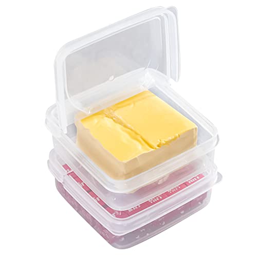 Butterdose mit Deckel, 2 Stück Stapelbare Butterdose mit 90° Flip Design, Transparent Butterdose mit Verschluss, 250g Kapazität Butterschale, Butterbox für den Kühlschrank von FUFRE