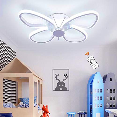Kinderlampe LED Deckenleuchte Kinderzimmer Mädchen Jungen Schlafzimmer Deko Deckelampe Schmetterling Acryl Design Kronleuchter Für Wohnzimmer Schlafzimmer Flur Mit Fernbedienung,Dimmbar,38cm von FUMIMID