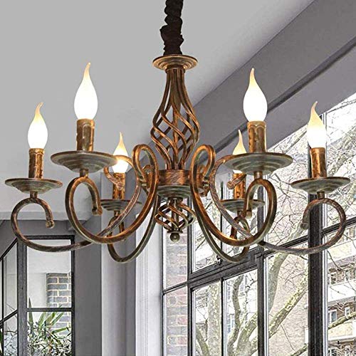 Kronleuchter Antik Bronze Pendelleuchte Industrie Retro Metall Hängeleuchte E14 Höhenverstellbar Kerze Kristall Deckenleuchte Klassisch Hängelampe Für Wohnzimmer Esszimmer Schlafzimmer 6 Flammig von FUMIMID