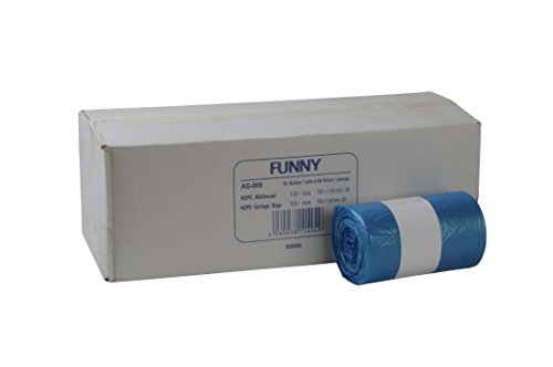 Funny HDPE Müllsäcke, blau, gerollt, 120 l, Typ 20, 1er Pack (1 x 500 Stück) von Funny