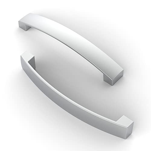 FURNIWARE 10 Stück Möbelgriff, Bohrlochabstand 128mm Stangengriff, Cabinet Arch Pull Küchengriff, für Küchenschranktür, Schlafzimmer Kommode Schublade, Badezimmer, Chrom von FURNIWARE