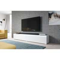 Furnix TV-Kommode Lowboard BARGO 180cm TV-Schrank ohne LED Weiß-Weiß glänzend von FURNIX