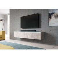 Furnix - TV-Kommode Lowboard Bargo 140 cm Schrank mit LED-Beleuchtung Beton/Beton von FURNIX