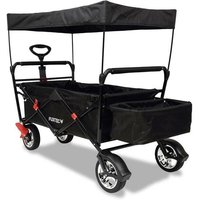 Faltbarer Bollerwagen FX-CT500 Schwarz- klappbar mit Dach, Vorderrad-Bremse, Vollgummi-Reifen, Hecktasche, für Kinder geeignet - Das Original mit von FUXTEC