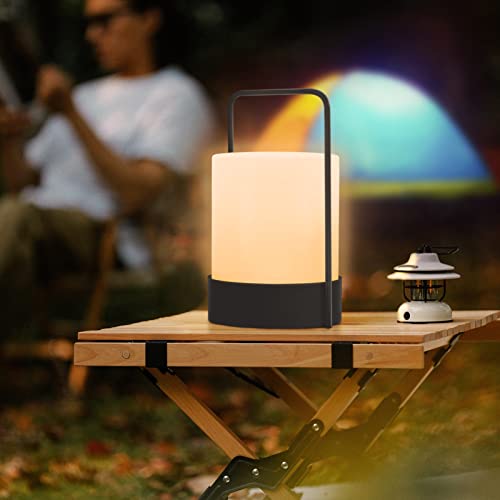 FUYO Akku Outdoor Lampe Kabelloses Dimmbar LED Tischleuchte mit Warmweiß RGB Farbwechsel Tragbare Tischleuchte IP44 für Außen Wohnzimmer Garten Schlafzimmer Camping von FUYO