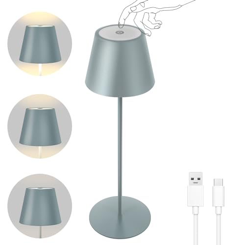 FUYO Dimmbare LED Akku Tischleuchte kabellos Tischlampe Indoor & Outdoor Wiederaufladbar Warmweiß 3000K 180Lumen, Outdoor wasserdicht Tischlampe für Innen Restaurant Hotel Camping Balkon von FUYO