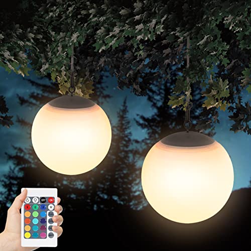 1 x Solarlampen mit 16 Farben Wasserdichte Solar-Deko-Kugel LED Hängelampe Solarleuchten USB Aufladung RGB Pendelleuchte für Innen Außen Garten Terrasse Camping Dekoration, Ø20cm von FUYO