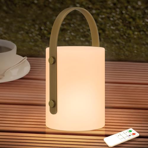 FUYO LED Outdoor Lampe Akku Tischlampe Dimmbar USB Aufladbar Tischleuchte Außen mit Fernbedienung 8 Farben RGB Lampe Wetterfest Gartenlampe für Camping Terrasse Garten Heimat Deko von FUYO