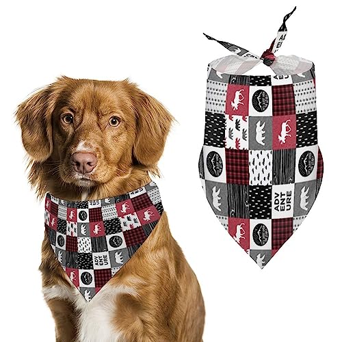 Happy Camper Hunde-Bandanas mit Bär und Elch-Holzfäller, dreieckige Hundelätzchen, niedlicher Haustier-Schal, Kopftuch für kleine, mittelgroße und große Haustiere von FWJZDSP