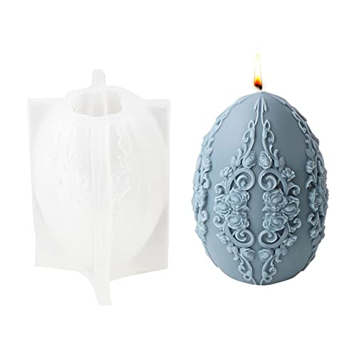 Ostern Silikonform 3D Ostereier Silikonform, Ostern Kerzenformen Seifenform Ei Silikon Backform Blume Ostereiform für DIY Tortendeko, Schokolade, Seife, Sojawachs Kerzen, Ostergeschenke (C) von FZQBEY