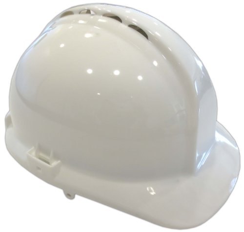 Profi Bauhelm weiß mit 6-Punkt-Kunststoffaufhängung mit Schweißband EN 397 HDPE-Helm Schutzhelm Bauhelm von FaMa GbR