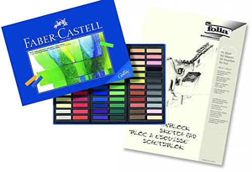 Faber-Castell 128272 - Softpastellkreide Studio Quality Mini, 72er ETU + hochwertiger A4 Skizzenblock von Faber-Castell