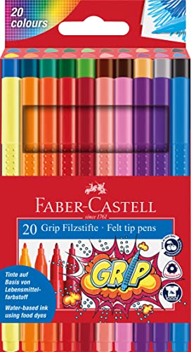 Faber-Castell 155320 - Fasermaler GRIP Colour Marker, 20er Etui von Faber-Castell