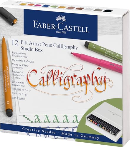 Faber-Castell 167512 Tuschestift Pitt Artist Pen C, Calligraphy, 12er Atelierbox, bunt von Faber-Castell
