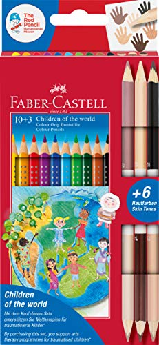 Faber-Castell 201746 - Colour Grip Buntstifte Children of the world, 10 Buntstifte + 3 Stifte mit je 2 Hautfarben Skin Tones, 1 Stück von Faber-Castell