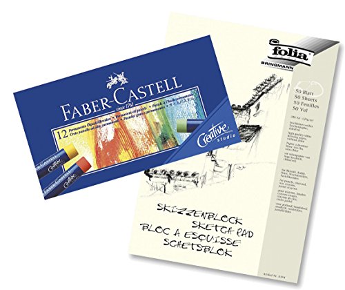 Faber-Castell Permanente Ölpastellkreide Studio Quality 12er Etui + A3 Skizzenblock von Faber-Castell