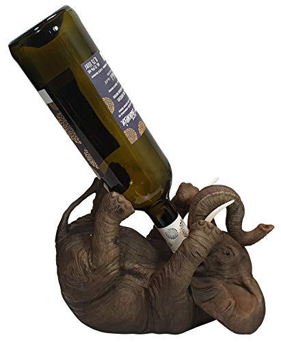 Fachhandel Plus Flaschenhalter Weinflaschenhalter durstiger Elefant Figur Skulptur lustige Deko Glückelefant von Fachhandel Plus