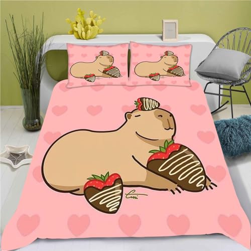 Fadaing Capybara Bettwäsche 135x200cm Lustige Capybara Bettbezug Microfaser Bedruckte Bettwäsche-Sets Süßes Tier Bettbezug mit Reißverschluss (140 x 210 cm,5) von Fadaing