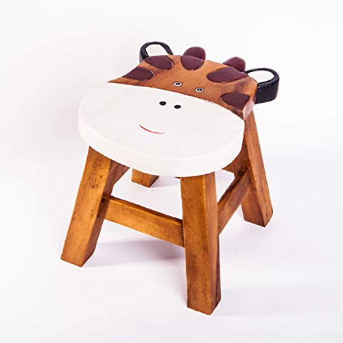 Kinderhocker, Schemel, Kinderstuhl massiv aus Holz mit Tiermotiv Giraffe, 25 cm Sitzhöhe für unsere Kindersitzgruppe von FairEntry