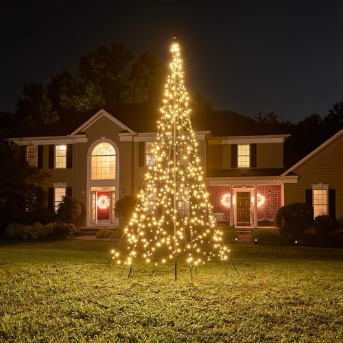 Fairybell LED-Weihnachtsbaum für draussen - 4 Meter - 640 LEDs - Weihnachtsbaum inklusive Mast - Warmweiss von Fairybell