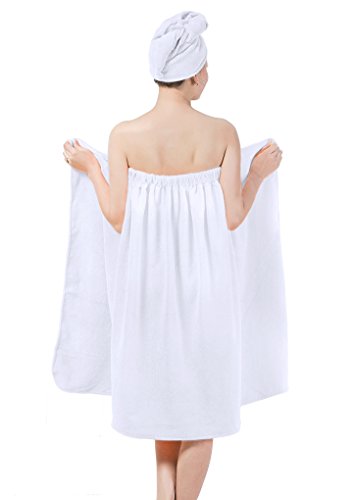 Damen Saunakilt Sauna Kilt Handtuch, Spa Bademantel Set Badetuch mit Haartrockentuch, Verstellbare Weite Saunasarong Saunatuch Mikrofaser Sarong Kilt von FakeFace