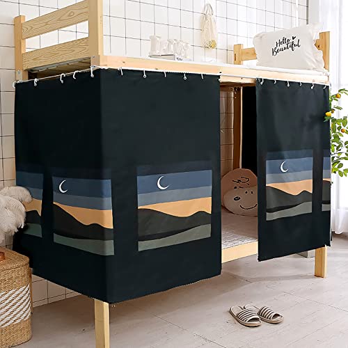 FakeFace 2pcs 1.15m(H) Bettvorhang Vorhang Hochbett Schlafzelt Staubdicht Bett Zelt Vorhang Kinderbett Etagenbett Schlaf Privatsphäre Vorhänge für Studentenwohnheim Kinderzimmer,Mond-Muster von FakeFace