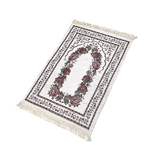 FakeFace Muslimischer Gebetsteppich, Islamische Gebetsmatte für muslimische Gebete, Ramadan-Geschenk für Männer Frauen, türkischer Taschen-Betteppich, 70 * 110cm Dicker Sajadah Samtteppich von FakeFace