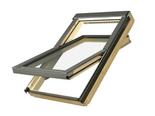 55 x 98 - FAKRO FTP - Schwingfenster Holz FTP-V U3 mit Dauerlüftung und EDR für Dachziegel von Fakro