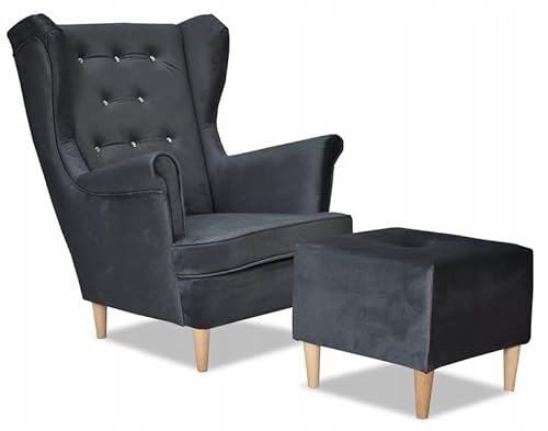 Family Meble Uszak-Sessel mit Fußstütze | Traditionelles klassisches Design | Elegante hochwertige Oberflächen | Für jedes Interieur geeignet | Bequemer Sessel von Family Meble