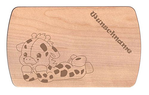 Farbklecks Collection - Frühstücksbrettchen - Giraffe Motiv 8 - Brotzeitbrett - Holzbrett - personalisierbar mit Namensgravur - Holzbrettchen von Farbklecks Collection