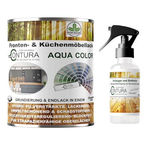 Contura 750ml. Küchenmöbellack nach RAL Möbellack SET mit Anlauger Möbelfarbe Holzlack Buntlack Küchenlack (RAL 5024 Pastellblau) von Farbmanufaktur CONTURA Nur das Beste für ihr Holz