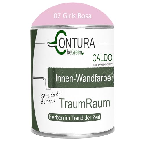 Contura Caldo 1 Liter Wandfarbe 35 Farben Deckenfarbe Contura Hohe Profi Deckkraft Klasse 1 (07 Girls Rosa) von Farbmanufaktur CONTURA Nur das Beste für ihr Holz