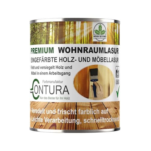 Wohnraumlasur Holzfarbe 750ml Möbellasur Lackbeize Möbellack Lacklasur Holzlack Wohnraum-Lasur Innenlasur (04 Lärche-Zeder) von Farbmanufaktur CONTURA Nur das Beste für ihr Holz