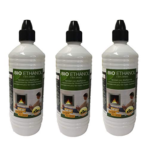 3X 1 Liter Flaschen Ethanol Gelkamine Ethanolkamine Wandkamine Bioethanol von Farmlight