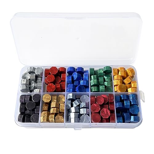 Fayemint 200 Stück Sealing Wax Beads, Octagonal Sealing Wax Beads, Sealing Wax Beads Set, für Umschläge, Briefe, Karten, DIY-Geschenkboxen, Hochzeitseinladungskarten (10 Farben) von Fayemint