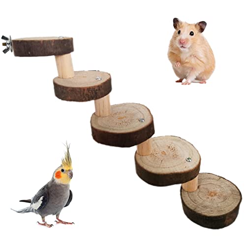 Fayemint Hamster Spielzeug Holz, Hamstertreppe Brücke, 5-Lagiges Hamstertreppe, Haustierleiter, für Hamster, Mäuse, Ratten und Papageien von Fayemint