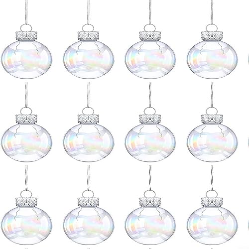 12 transparente Kugeln, 6,3 cm, bunt, Weihnachtsdekoration, Kugel-Set, transparent, befüllbar, Dekorationskugel-Set für Weihnachten, Neujahr, Party, Geburtstag, Themen-Dekoration von Feegow