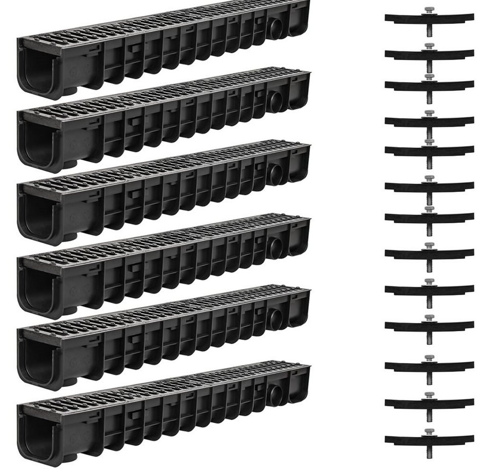 Feel2Home Regenrinne Entwässerungsrinne Stegrost B125 Gußrost Schlitzrinne Stahl 1-6m, Premium-Regenrinne, Diebstahlschutz von Feel2Home
