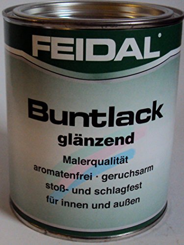 Feidal Alkydharzlack, Buntlack, lösemittelhaltig, für Innen und Außen, Feuerrot RAL 3000, glänzend, 2,5 L, Malerqualität von Feidal