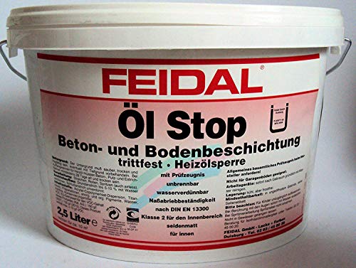 Feidal Ölstop/Heizölsperre/Heizölbeständige Schutzfarbe/Ölwannenbeschichtung/Bodenbeschichtung/Ziegelrot/matt / 5 Liter von FEIDAL