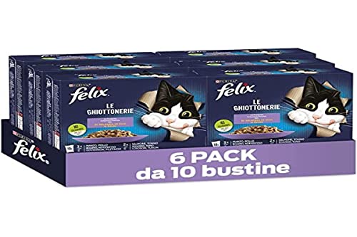 Purina Felix Nassfutter für Katzen mit Rind, Huhn, Lachs und Thunfisch, 60 Beutel à 85 g von Felix